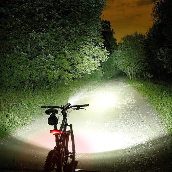 Bike Headlight and Taillight Set, Bright USB Rechargeable Front Bike Light with Power Bank Function Easy to Install and Very Sturdy for Men Women Kids Road Mountain Safety Night Cycling