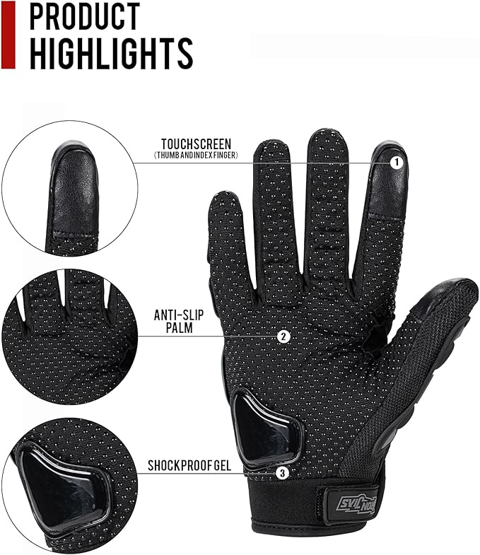 IRON JIA'S Motorcycle Gloves for Men and Women - Motorbike Powersports Racing Gloves with Hard Knuckle Touchscreen for BMX ATV MTB Riding