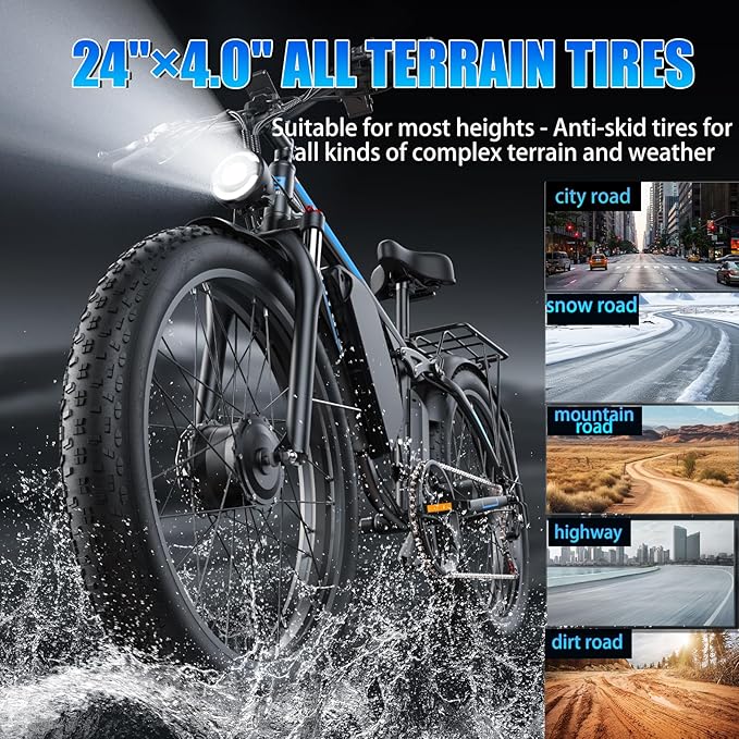 Electric Bike, Max 40-45MPH & 100 Miles, 5000W Peak Dual Motor Adult E-Bike, 52V 32Ah Battery Ebike, 24'' 26" Hydraulic Disc Brakes, Fat Tire All-Terrain Hunting Electric Bike, Full Suspension