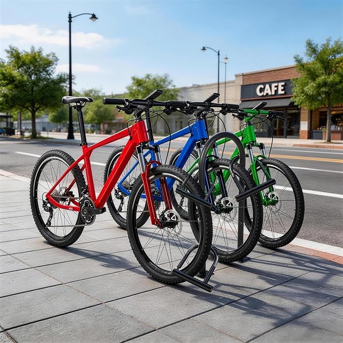 33" U-Shaped Bike Rack 2-3 Bikes Capacity Bicycle Parking Rack Heavy Duty Steel Bike Holder Weather-Resistant Floor Mount Bicycle Stand for Outdoor Streets, Yards, Parks, Sidewalks & Garages
