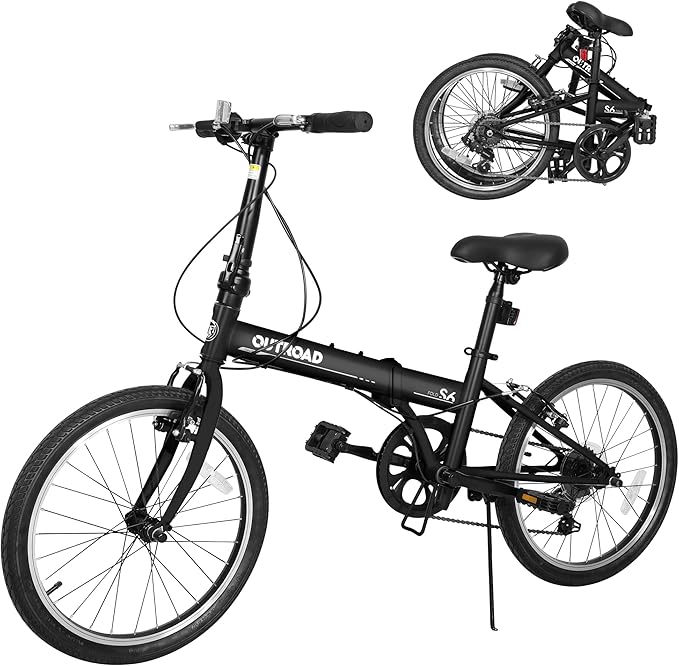 20 inch Folding Bike, 7-Speed Lightweight Foldable Bicycle,Compact Commuter City Bike with Adjustable Stem&Seat,Portable Collapsible Bike for Adults/Men/Women,White,Pink,Black,Blue