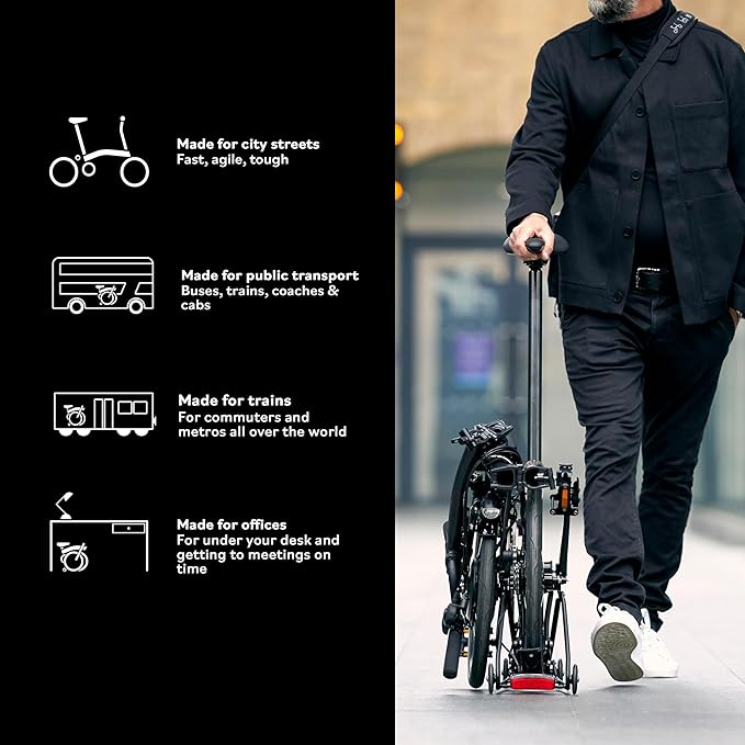 Brompton Superlight Folding Commuter Bike P Line 4-Speed | Compact Urban Bike for Adults, Titanium Rear Frame