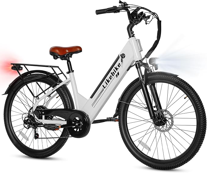 Likebike MY2 Electric Bike for Adults with 1500W Peak Motor,48V 15AH Removable Battery Max 85Miles & 28MPH,26” Electric Mountain Bike with 7 Speed Gear,Front Fork Suspension for Ebike