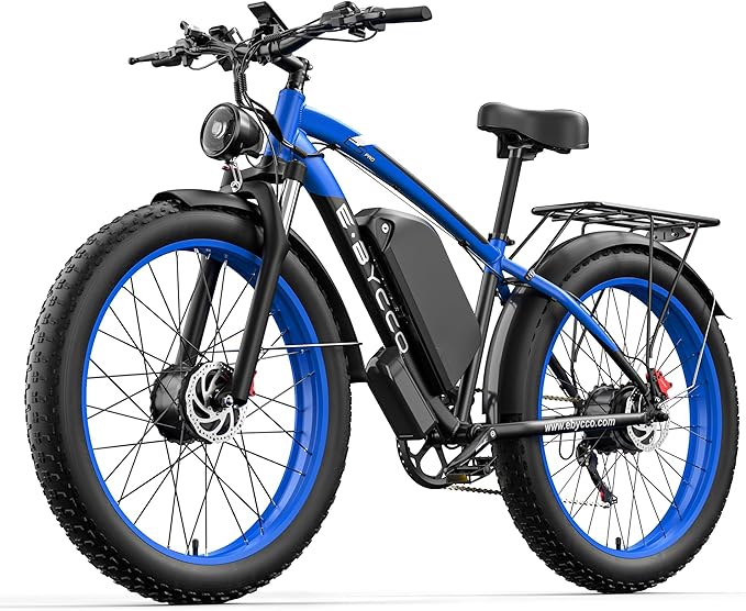 E·Bycco 5000W Peak Dual Motor Electric Bike for Adults, 24" Fat Tire Ebikes 52V 32AH, Max 45 MPH, 100 Miles Long Range, Hydraulic Brake, Pedal Assist Mountain Electric Bicycle