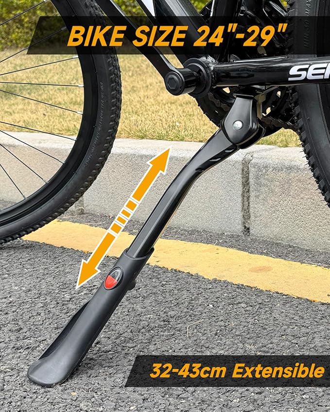 Wakano Bike Kickstand 24-29 inches, Heavy Duty Bike Kickstand for Adult Bike, Max Load: 170 LBS, Extra Large Base with Cleats, Robust Bicycle Stand for Mountain Bikes, City Bikes and Commuter Bikes