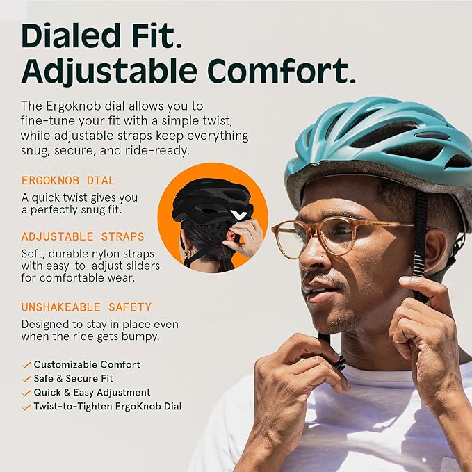 Retrospec Silas Road Bike Helmet with 24 Air Vents & Built-in LED Safety Light - Adjustable Adult Cycling Protection 54-61cm - Padded & Lightweight Design