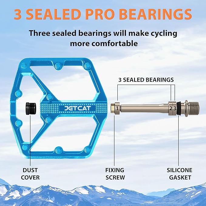 Mountain Bike Pedals Flat - MTB Pedals Flat, Bicycle Pedals, Road Bike Pedals, BMX Pedals, for BMX MTN Road Gravel EBike, Specialized Parts, Adults, Aluminum Metal Stamp 9/16"