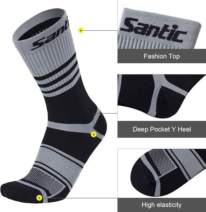 Santic Men's & Women's Cycling Socks Cotton Running Hiking Soccer Socks Crew Athletic Anklets