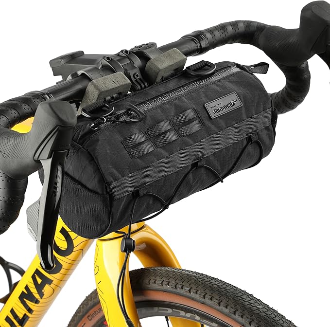 Rhinowalk Bike Handlebar Bag Waterproof Bicycle Front Bag Frame Storage Roll Bag Mountain Road Bikes Commuter Shoulder Bag Professional Cycling Accessories-Black