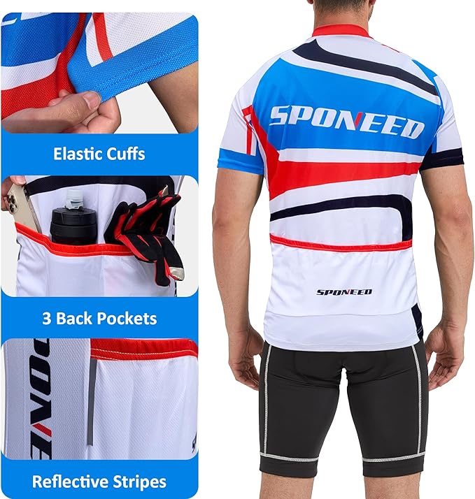 Men Bike Jersey Short Sleeve Road Cycling Shirts Biking Tops Moisture Wicking