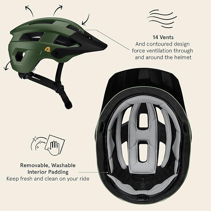 Retrospec Rowan Mountain Bike Helmet with Adjustable ErgoKnob Fit System - 14 Ventilation Ports, Removable Visor & EPS Foam Interior - Lightweight MTB Protection