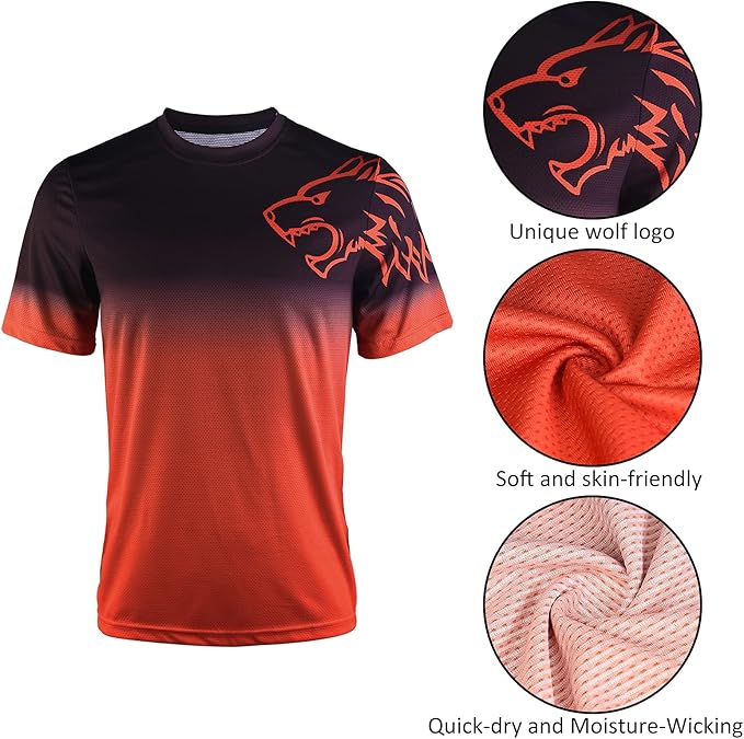 Wisdom Leaves Mens Mountain Bike Jersey Short Sleeve MTB Shirts Moisture-Wicking and Quick-Dry