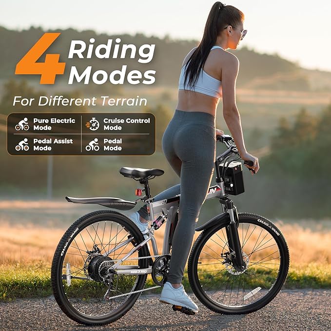 VARUN Folding Electric Bike for Adults - Peak 750W Motor 26" Ebikes, Foldable Electric Bike with 48V Longe Range Battery, Up to 20+MPH 50 Miles, 7-Speed Gears & Dual Hydraulic Suspension