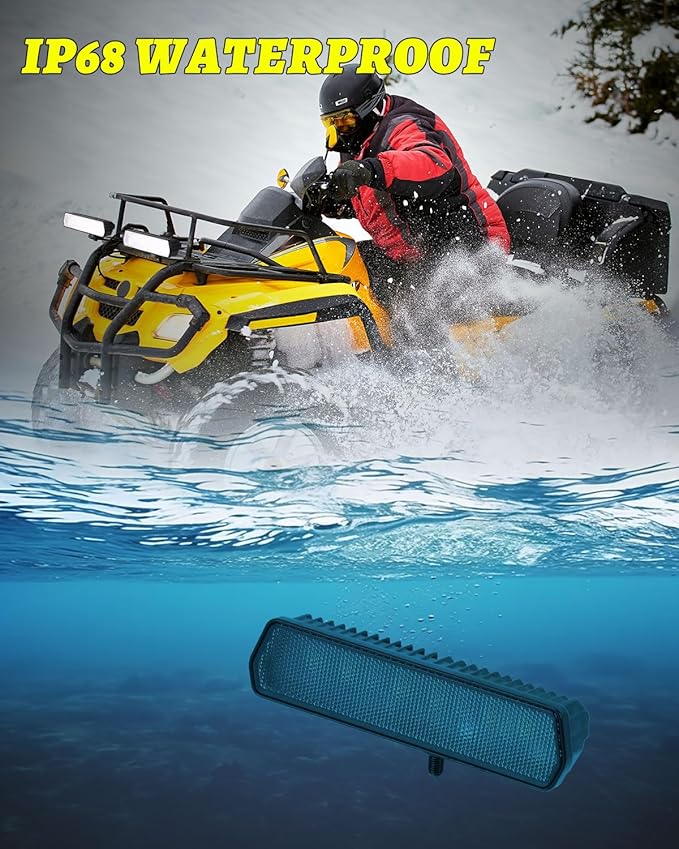 YCHOW-TECH 6 Inch LED Light Bar, 2PCS 120W Off Road Driving Fog Lights with Wiring Harness Kit Flood Diffusion Beam Backup Light LED Pods Bumper Work Lights for Truck Bike UTV ATV Boat