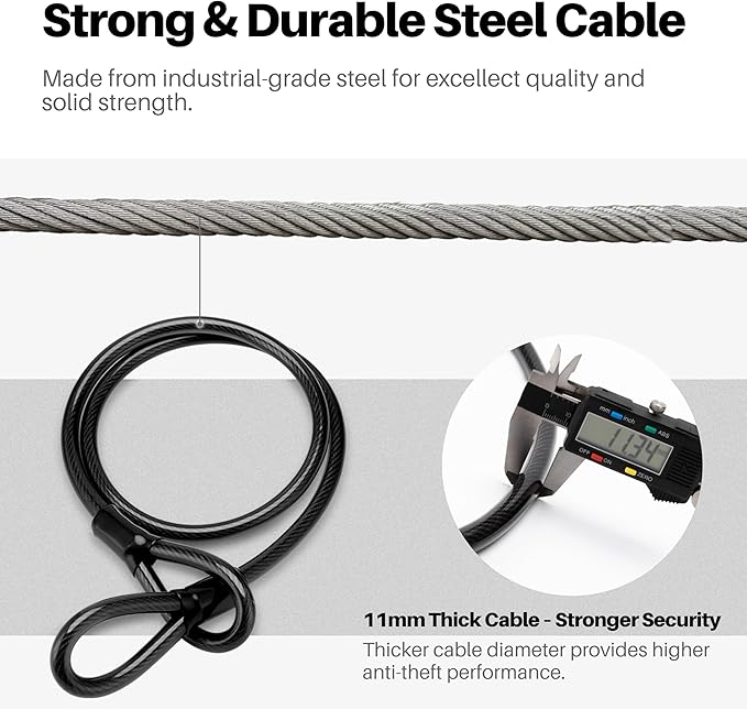 Heavy-Duty U Lock for Bike & E-Bike – Anti Bolt Cutter Steel Bike Lock with Frame Mount, Secure Urban Commuter Bicycle Lock, Includes Steel Cable for Wheel Security