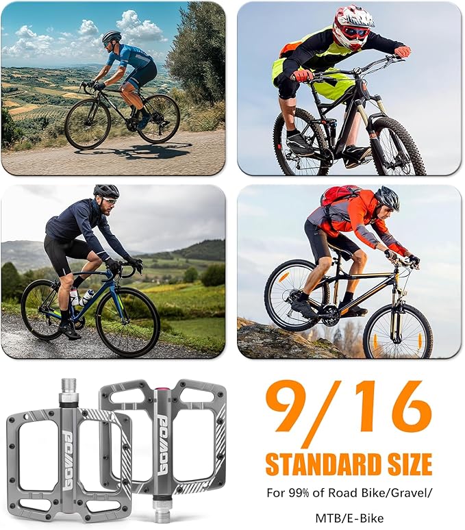 Bike Pedals 9/16" Lightweight Non-Slip Bicycle Platform Pedals - Fits Most Adult Bikes & Mountain Bikes &MTB, Road Bikes and Slip-Resistant Design