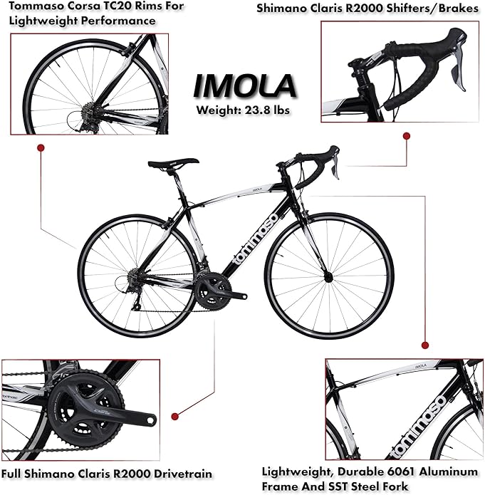 Tommaso Imola - Sport Bike Performance Aluminum Road Bike, Shimano Claris 24 Speeds Road Bicycle Men Road Bikes for Mens