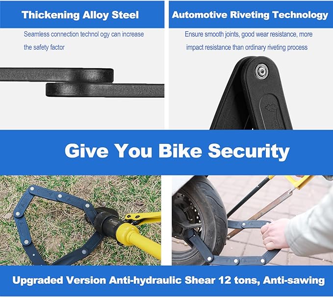 Compact Folding Bike Lock, 2.3ft Portable Heavy - Duty Anti - Theft High - Security Bicycle Chain Lock with Keys & Lock Bracket, Shear - Resistant Alloy Folding Lock for Bikes, E - Scooters & Ebikes
