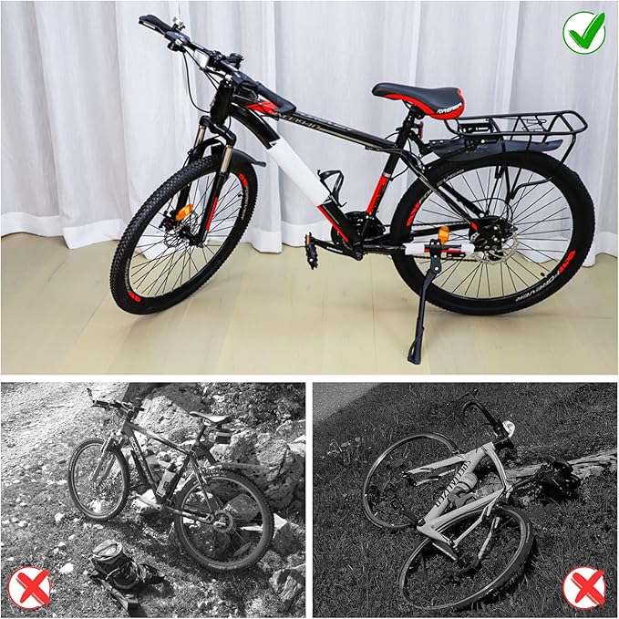 Cyfie Adjustable Bike Kickstand for 24 26 27 27.5 28 29 Inch Wheel Rear Side Bicycle Aluminum Alloy Mountain Bike Kickstands for 24-29 Inch Adult Road Bike Kick Stands