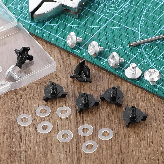 12 Pcs Helmet Visor Screws, Motorcycle Helmet Screws, Helmets Screw Replacement Kit with 6 Pcs Rubber Washers for Dirt Bike & Motocross Helmets