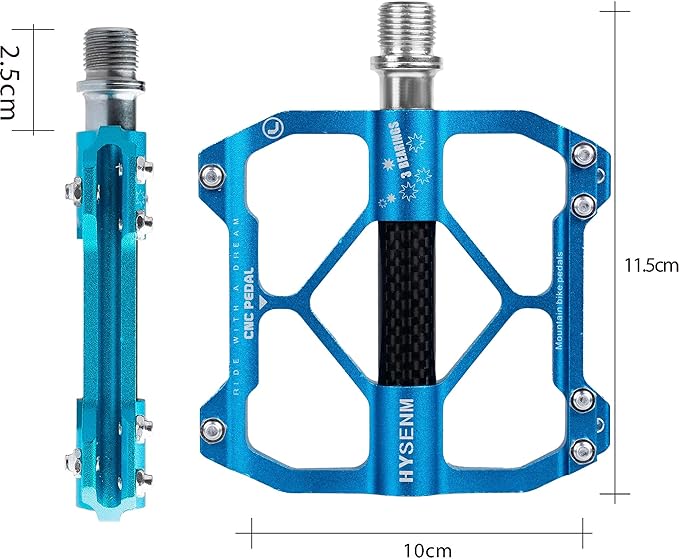 HYSENM Mountain Bike Pedals Aluminum 9/16 Inch MTB Bicycle Pedals Wide Platform Flat Pedals, Lightweight Non Slip Bike Pedals Road Bike Adult