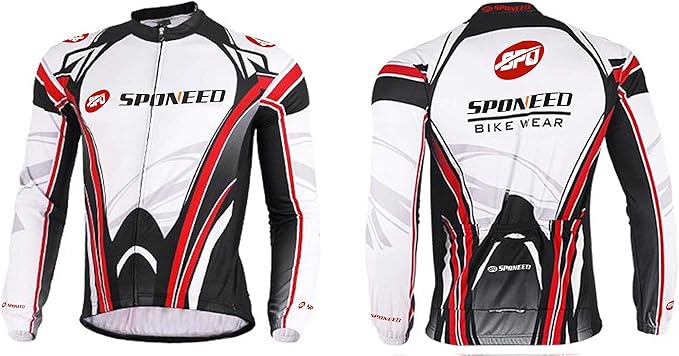 sponeed Men's Bicycle Shirts Long Sleeve Biker Jerseys Full Zipper Winter Cycling Gear Breathable