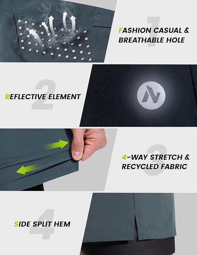Nepest Men's Mountain Bike Shorts 4D Padded Cycling Bicycle Biker Riding Loose-fit Gel Padding MTB Shorts Zipper Pockets