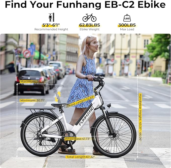Electric Bike for Adults, 1000W Peak Ebike, 50Miles 21.7MPH Step Thru Electric Bicycle, 26" Commuter E Bikes with 48V Built-in Removable Battery, Adjustable Stem, 7-Speed, UL 2849 Certified