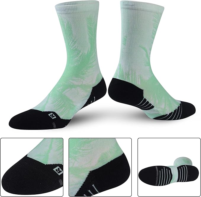 HUSO Unisex Funky Digital Printed Athletic Crew Hiking Cycling Socks 4 Pairs