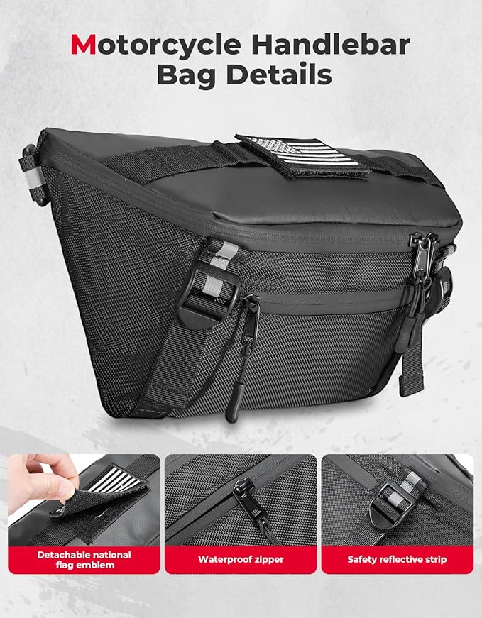 KEMIMOTO Motorcycle Handlebar Bag, Universal Motorcycle Fork Bag Waterproof Front Storage Bag for Motorbike Dirt Bike and Snow Bike with Front Fork 2.2L