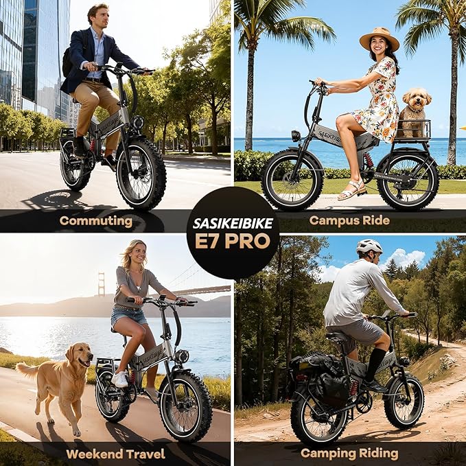 1500W Folding Electric Bike for Adults,52V 20Ah Removable Battery Ebike with 30+MPH 70 Miles Max,20" x4.0 Fat Tire E-Bike, Foldable Dual Suspension Electric Bicycle for Commute,Mountain
