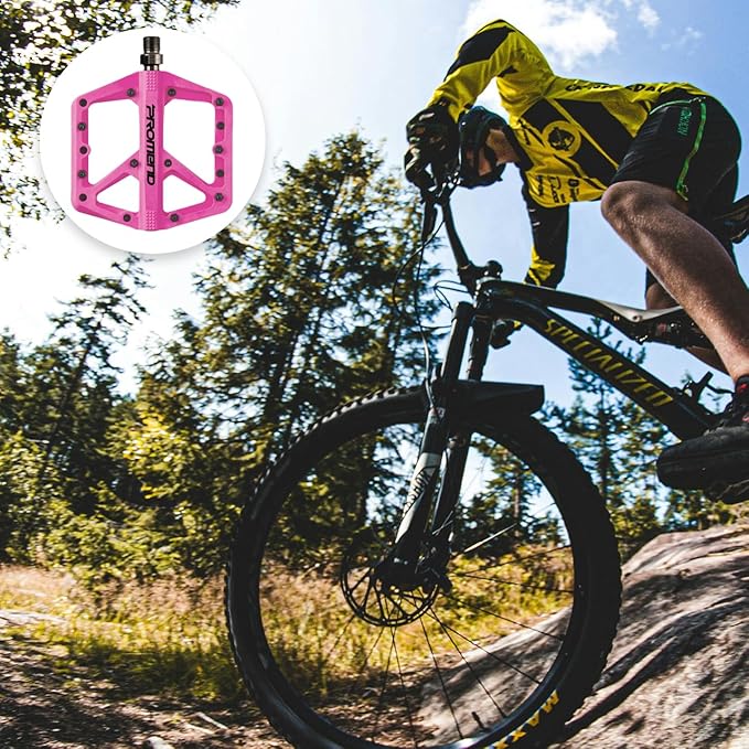 Mountain Bike Pedals - Durable Nylon DU Bearing Platform Pedals for MTB and BMX