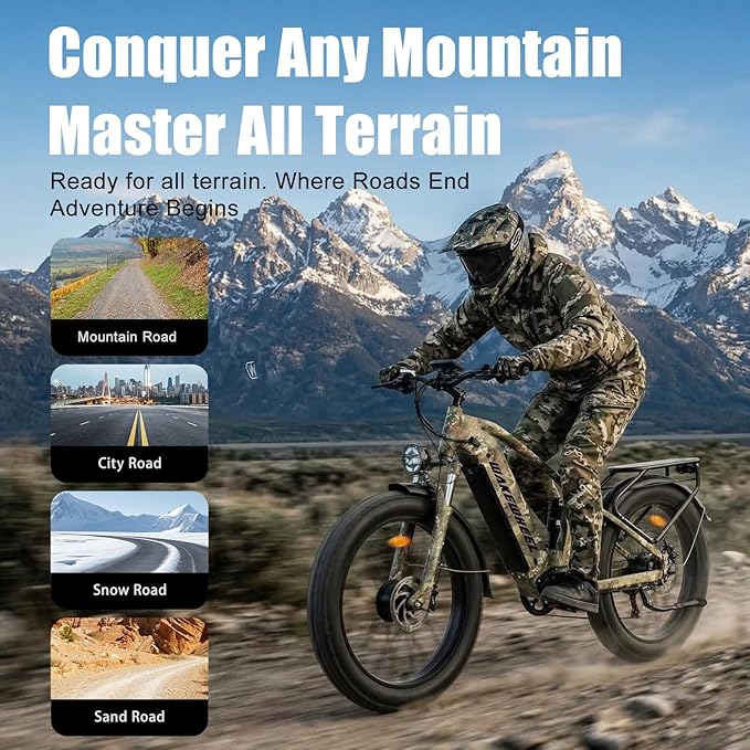 8000w Electric Bike for Adults, 60V 32Ah Battery Ebike, Fat Tire & Long Range Electric Bicycles, 210Nm Mountain Bike Full Suspension, Hydraulic Brake Electric Bicycle