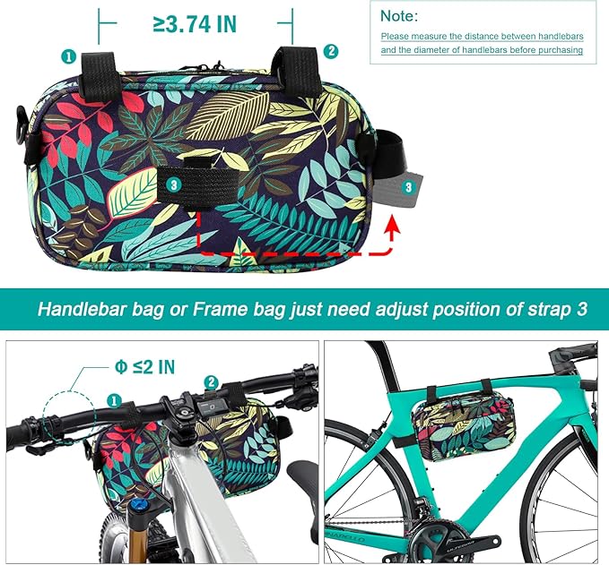 YEEGO DIRECT Handlebar Bag for Bicycles, Bike Bag Multifunctional Water-resistant Scooter Crossbag Handbag Slant Across Front,Bike Frame Accessories (Green)