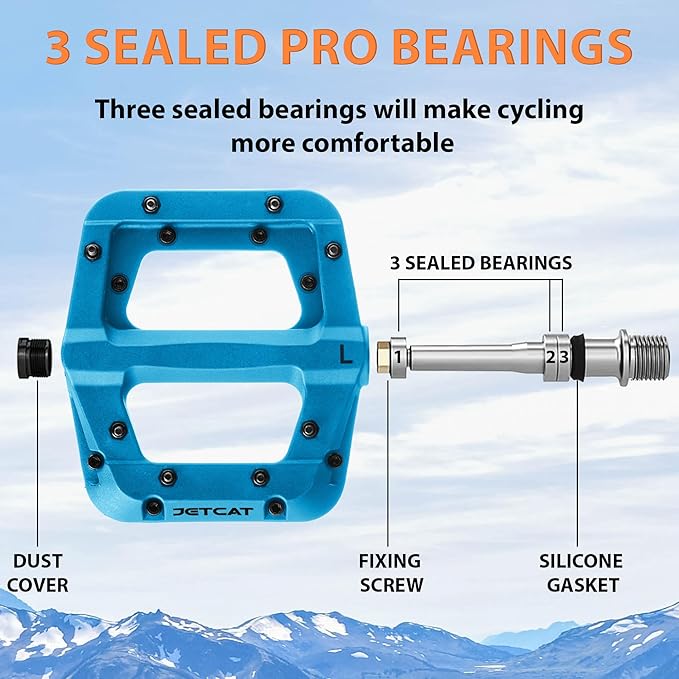 Mountain Bike Pedals Flat - MTB Pedals Flat, Bicycle Pedals for BMX/MTN/Road/Gravel/EBike, BMX Pedals, Platform Pedals, Adults & Kids Bike Replacement Upgrades Parts 9/16