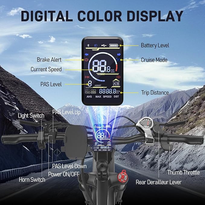 EDIKANI 26" Electric Bike for Adults, Peak 1500W 34MPH Fast E Bike for Men, 100 Miles Fat Tire Ebike for Adults Electric with 864WH/1104WH Removable Battery, UL E Bicycle with Brake Light