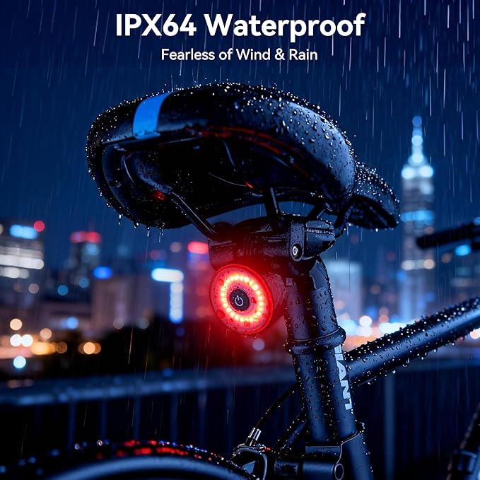Bike Tail Light with Tracker, GPS Tracker(Work with Apple Find My,iOS Only),Type C USB Rechargeable 5 Light Modes, IPX6 Waterproof,Bicycle Taillight Road Mountain Night Riding Cycling Safety Flash