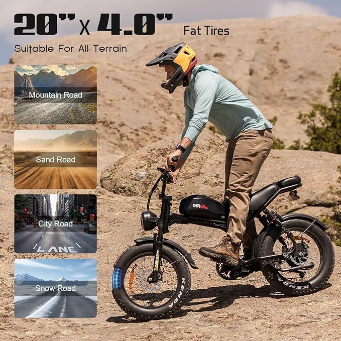 Electric Bike for Adults, Peak 1500W/3000W Ebike, Up to 32-35MPH & 100/110Miles Long Range, 48V 20Ah/23Ah Removable Battery，20'' Fat Tire Mountain Electric Bicycle, 7-Speed with Full Suspension
