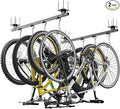 640Lbs Bike Rack Garage Ceiling with 8 Hooks, Bike Hangers for Garage, Ceiling Mount Bicycle Storage, Metal Black 2pcs Set Indoor Use for 8 Bicycles