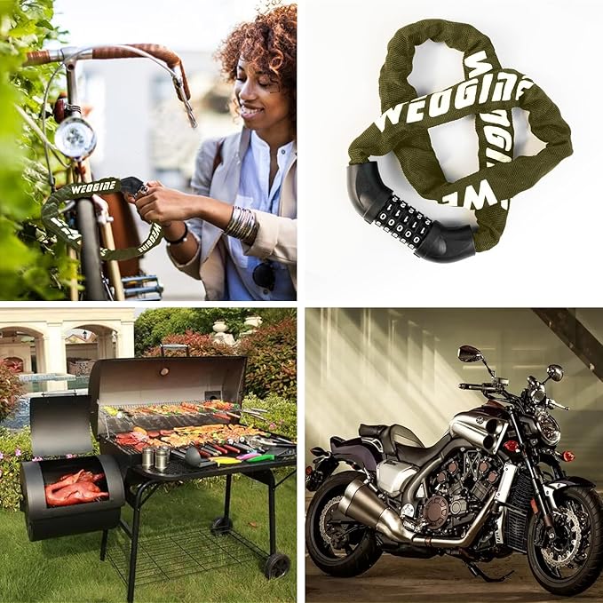 Bike Lock with Numbers and high Security Level, Bike Chain Lock, Bicycle Locks, 5 Digit Combination Lock for Bike, Bicycle, Scooter, Motorcycle, Door, Gate, Fence