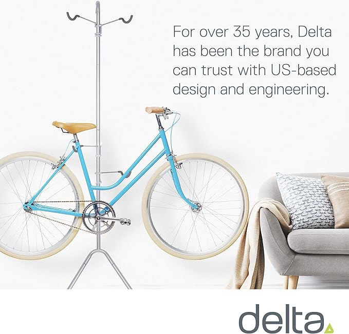 Delta Cycle Two Bike Gravity Pole Stand Garage, 2 Bike Storage Rack, No Drilling Required, Fully Adjustable Vertical Bike Rack for Any Style Bicycle, Leaning Wall Bike Rack Holds Up to 60 lbs