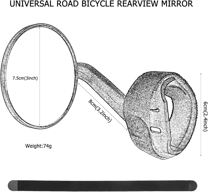 Road Bike Mirror, Cycling rearview mirrors, Wide Angle Convex Adjustable Rotatable Scratch Resistant Shockproof bicycle Mirrors of road Bikes, Mount to road bike handlebar (LEFT)