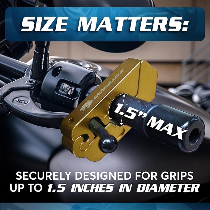 Motorcycle Grip Lock - Heavy Duty Brake/Handlebar/Throttle Security for Bikes, Scooters, Mopeds, or ATVs in Under 5 Seconds! - Anti-Theft W/Free Holster (Gold)