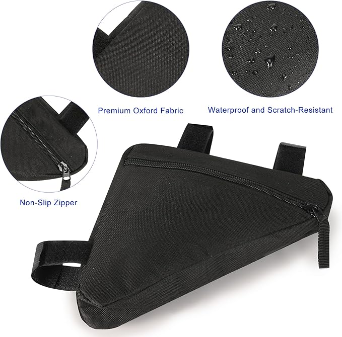 Bike Frame Bag, Premium Bike Pouch for Mountain Road Bike, Lightweight Triangle Bicycle Frame Bag (Small Black)