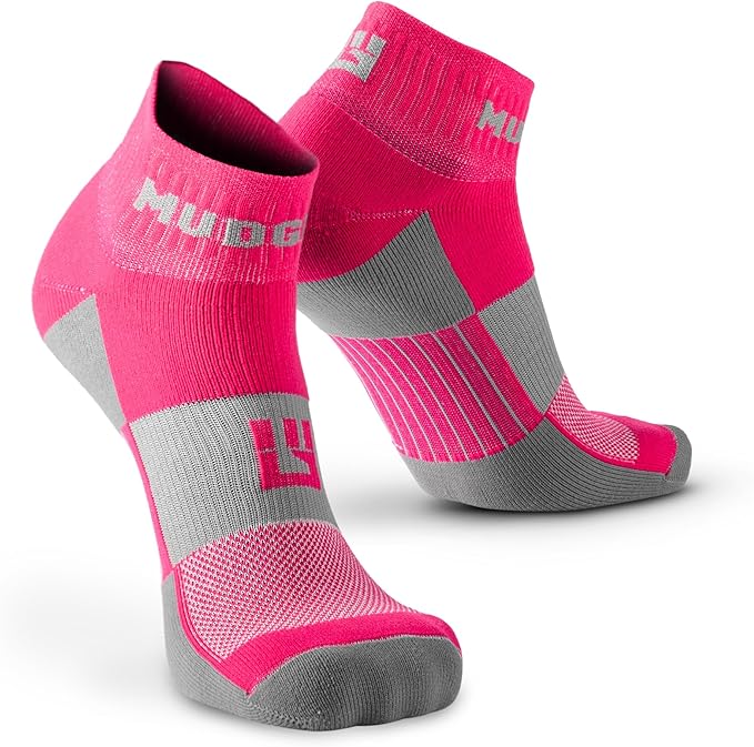 MudGear Quarter Crew Trail Socks, Blister-Resistant, Sweat-Resistant & Quick-Drying, Cushioned Footbed, Made in USA, 2-Pack