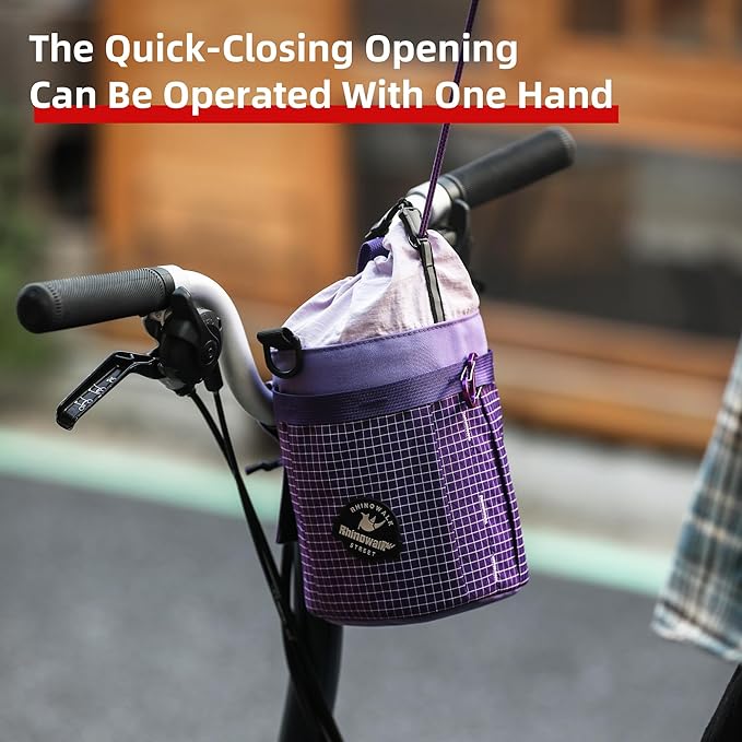 Rhinowalk Bike Handlebar Bag Bicycle Front Bag Shoulder Bag Storage Bag with Shoulder Strap for Road Mountain Bike Cycling Travel (Purple)