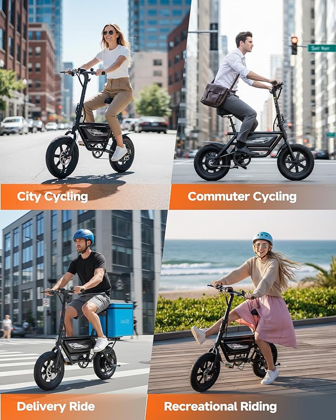 14" Folding Electric Bike for Adults & Teens - Peak 750W Motor, 20MPH Speed, 48V, 35/53Mile Range, 4-Speed Gear & Upgraded Wide Comfort Seat, UL 2849 Certified, for City Cycling & Commuter Riding
