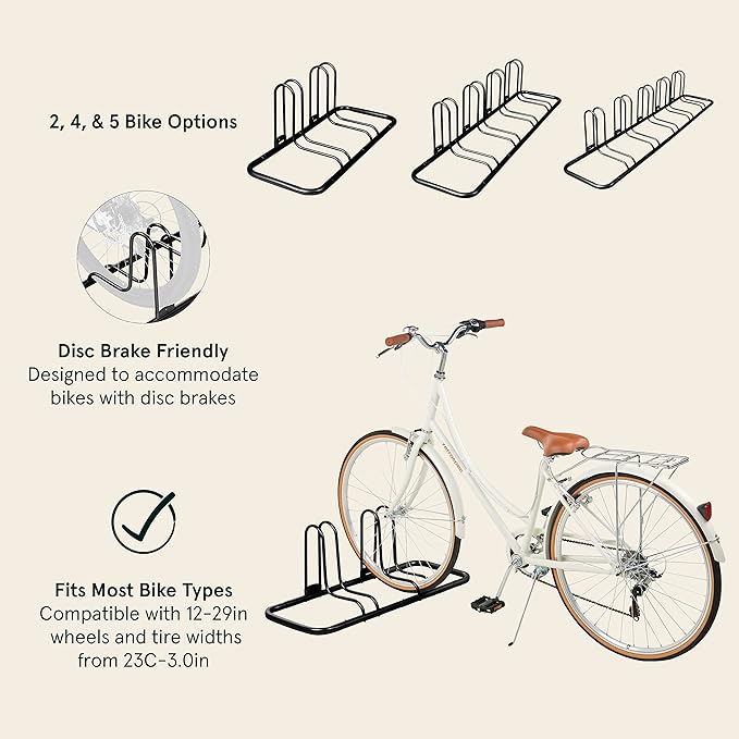 Retrospec Stash Rack 2, 4 & 5 Bike Floor Stand Bicycle Storage Organizer for Mountain Bike, Road Bike, Weather Resistant Fine Powder Steel Coating Fits Wheels up to 3" | for Mountain Bike, Road Bike, Weather Resistant, Fits Wheels up to 3"