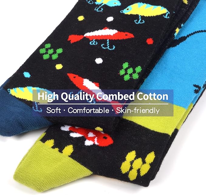WeciBor Men's Dress Funny Crazy Colorful Novelty Combed Cotton Crew Socks 12 Pack - Size 7-10/10-13/13-15