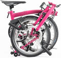 Brompton Folding Commuter Bike C Line 6-Speed (Mid Handlebar, Hot Pink) | Compact, Lightweight Urban Bike for Adults